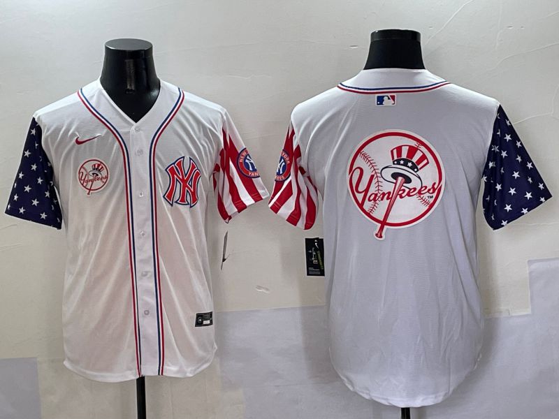 Men New York Yankees Blank White a generation of national flags Jointly Name 2025 Nike MLB Jersey style 41->women mlb jersey->Women Jersey